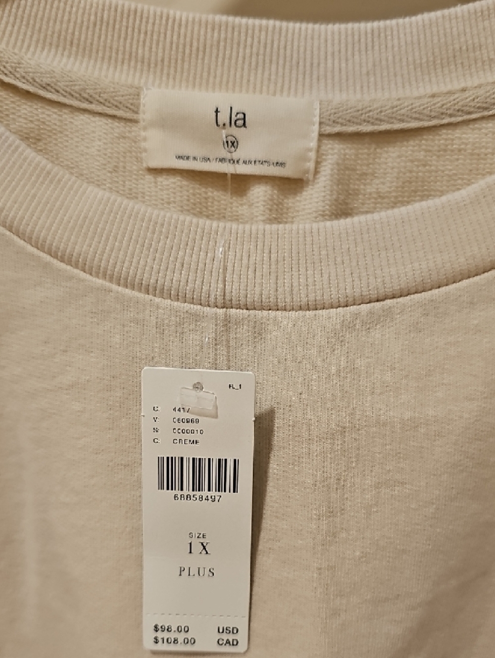 T.La Cream Sleeveless Lobster Sweatshirt; NWT; Size 1X - Picture 5 of 8